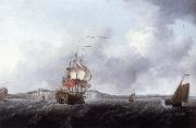 Francis Swaine A large two-decker and a cutter off Dover painting
